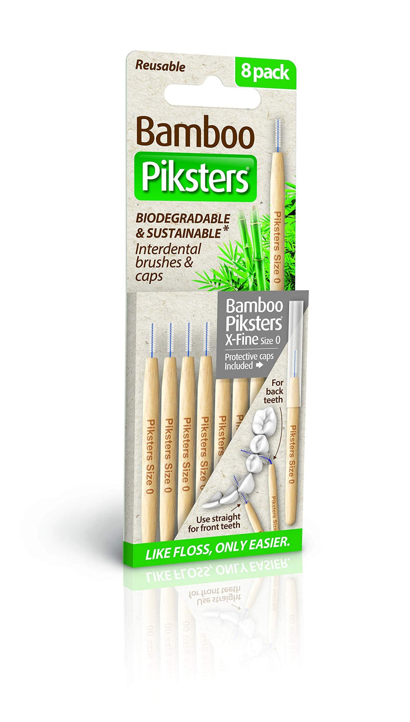 Bamboo Piksters Interdental Brushes | Sizes 00-6 | 8 Pack (8 Pack, Size 0 (Grey)) 8 Count (Pack of 1) Size 0 (Grey) - BeesActive Australia