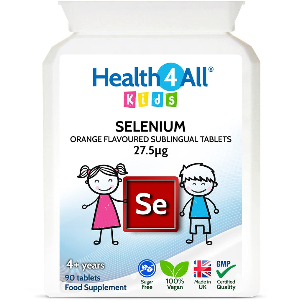 Kids Selenium 27.5mcg Sublingual 90 Tablets Vegan Easily Absorbed Selenomethionine for Children for Immune Support. Made in The UK by Health4All - BeesActive Australia