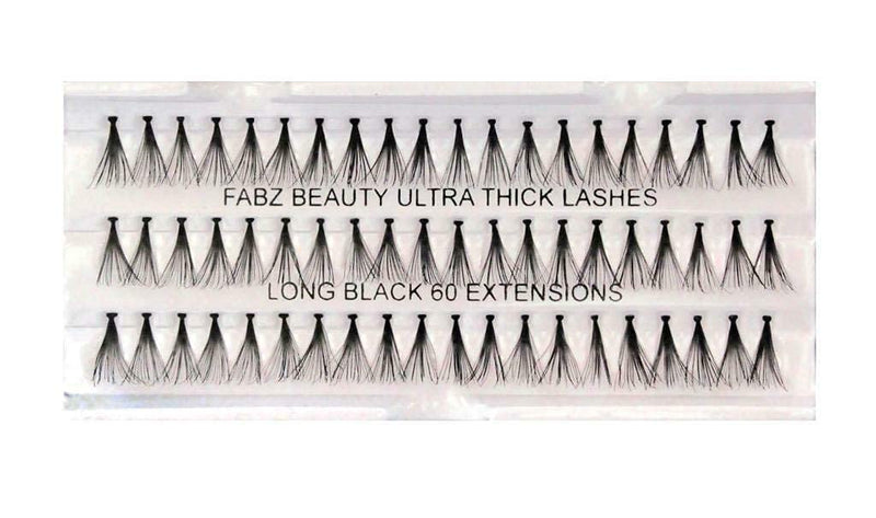 Ultra Thick Knotted Individual Cluster Eyelashes False Lashes Fabz Beauty (Long 12 mm) Long 12 mm - BeesActive Australia