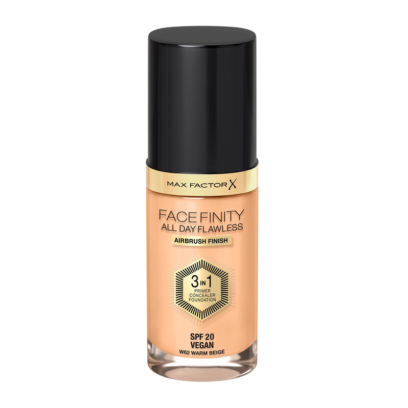 Max Factor Facefinity 3-in-1 All Day Flawless Liquid Foundation, SPF 20 - 62 Warm Beige, 30 ml - BeesActive Australia