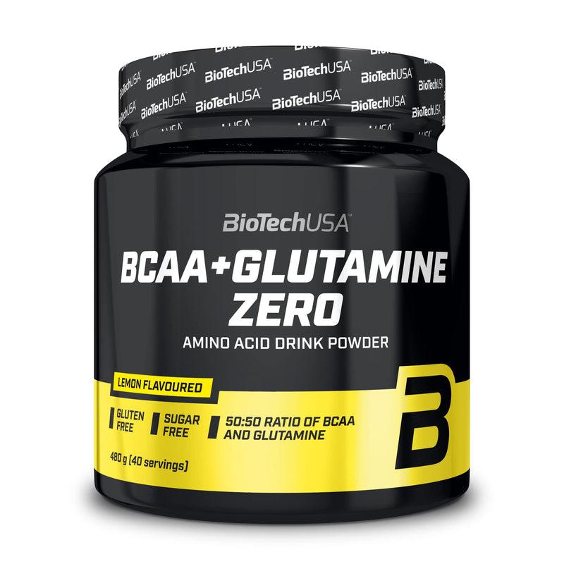 BioTechUSA BCAA + Glutamine Zero, Flavoured Drink Powder with BCAA and L-glutamine Content with sweeteners, 480 g, Lemon - BeesActive Australia