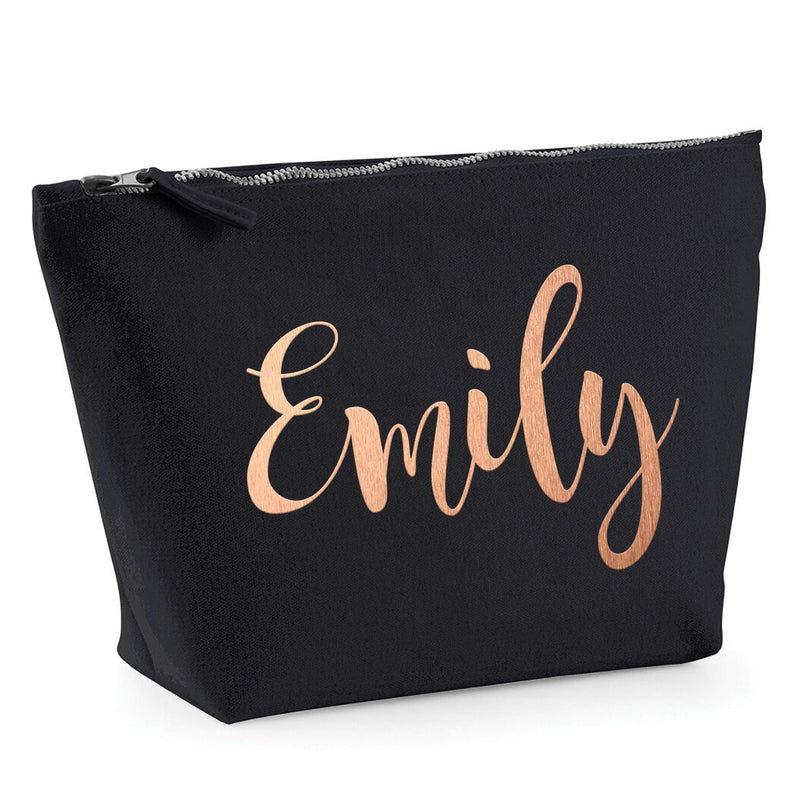 Personalised Gifts - Rose Gold Name Custom Text Personalised Makeup Bags with Customized Name Makeup Bag (Black, Small - 13.5x12x6cm) Black - BeesActive Australia
