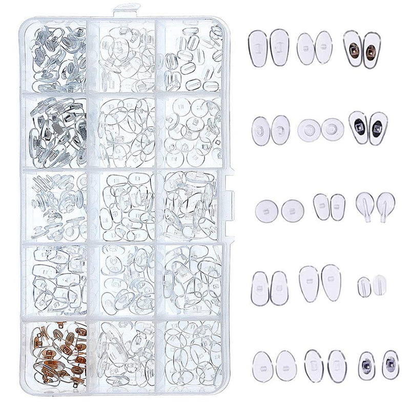 Gasea 150pcs 15 Style Nose Pads Set, Ultra-Soft PVC Anti Slip Nosepads Assortment Kit for Eyeglass Sunglasses - BeesActive Australia