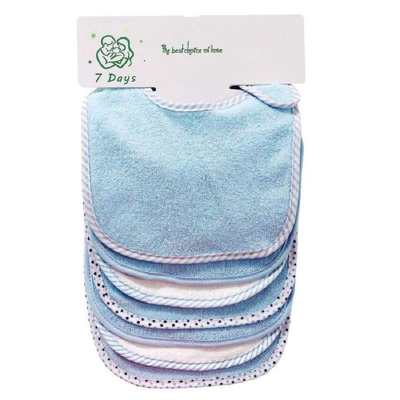 Baby's 7 Pics of Soft Double Layers 80% Cotton Absorbent Bandana 7 Bibs Set (Blue) blue - BeesActive Australia