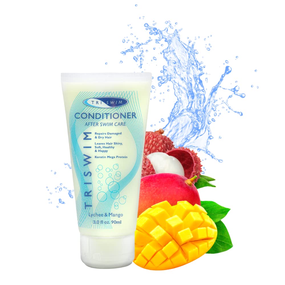 TRISWIM Moisturizing Hair Regenerating Conditioner For Swimmers Vegan Lychee Mango (90 ml) 90 ml (Pack of 1) - BeesActive Australia