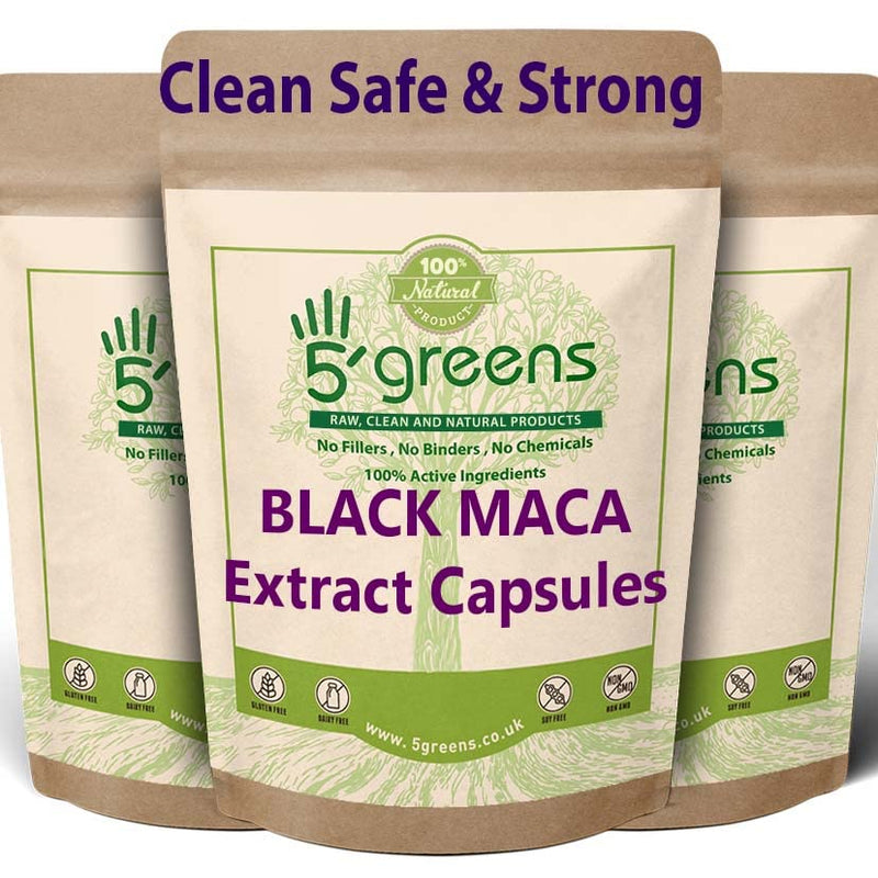 Black Maca Capsules Gelatinized - 2000mg Black Maca Root (120 Capsule Pouch) 500mg 4:1 Extract Black Maca Capsules - BeesActive Australia
