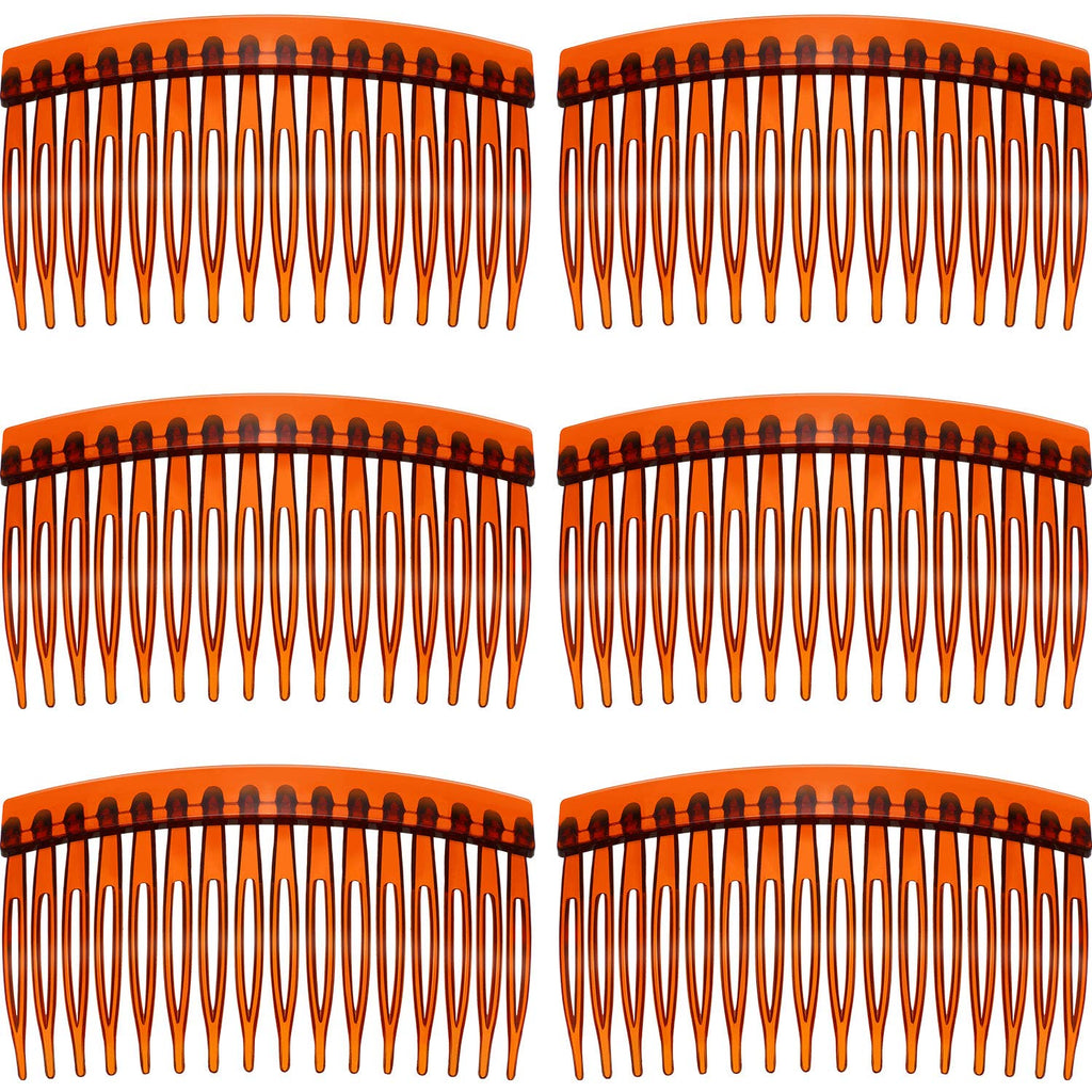 6 Pieces Hair Combs Slides Tortoise Plain Hair Combs Clear Plain Hair Combs Side Combs Hair Combs 8.5 cm Hair Side Comb Set (Brown) Brown - BeesActive Australia