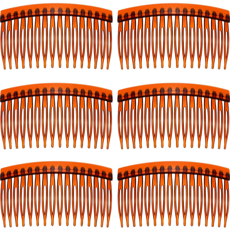 6 Pieces Hair Combs Slides Tortoise Plain Hair Combs Clear Plain Hair Combs Side Combs Hair Combs 8.5 cm Hair Side Comb Set (Brown) Brown - BeesActive Australia