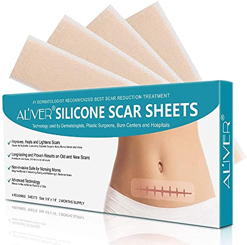 Silicone Scar Removal Sheets, Professional Gel Scar Repair Treatment for Skin Trauma Surgery, Burn, Acne, C-Section Scars, 4 PCS Reusable 1 pack - BeesActive Australia