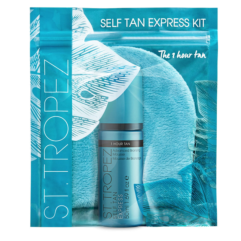 St. Tropez Fake Tan, Self Tan Express 1 Hour Tan Starter Kit, Vegan Beauty Gift for Her with Travel Size Tanning Mousse and Tanning Applicator Mitt - BeesActive Australia