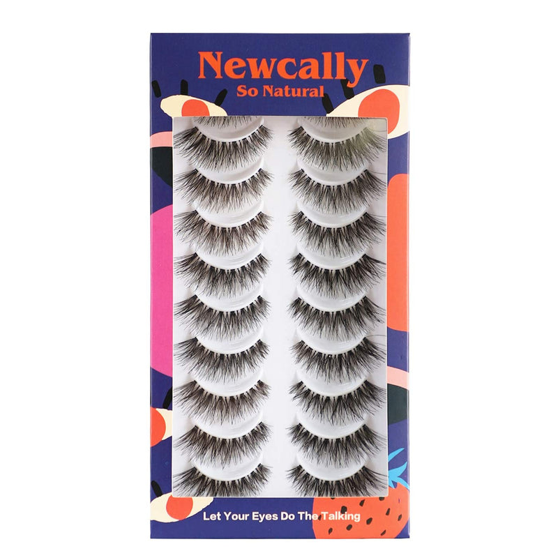 Newcally Eyelashes False Lashes Natural Look Fake Eye Lashes Wispy Strip 3D Long Fake Eyelashes 10 Pairs Multipack - BeesActive Australia