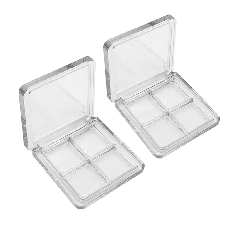 Lurrose 2PCS Empty Eyeshadow Palette Refillable 4 Grids Plastic Eye Make Up Container Palette - BeesActive Australia