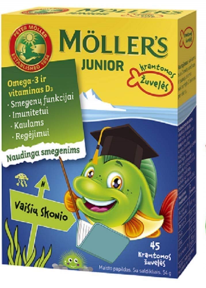 Moller's Junior Omega-3 Children's 45 Chewable Capsules Fruit Flavour Made in Norway - BeesActive Australia