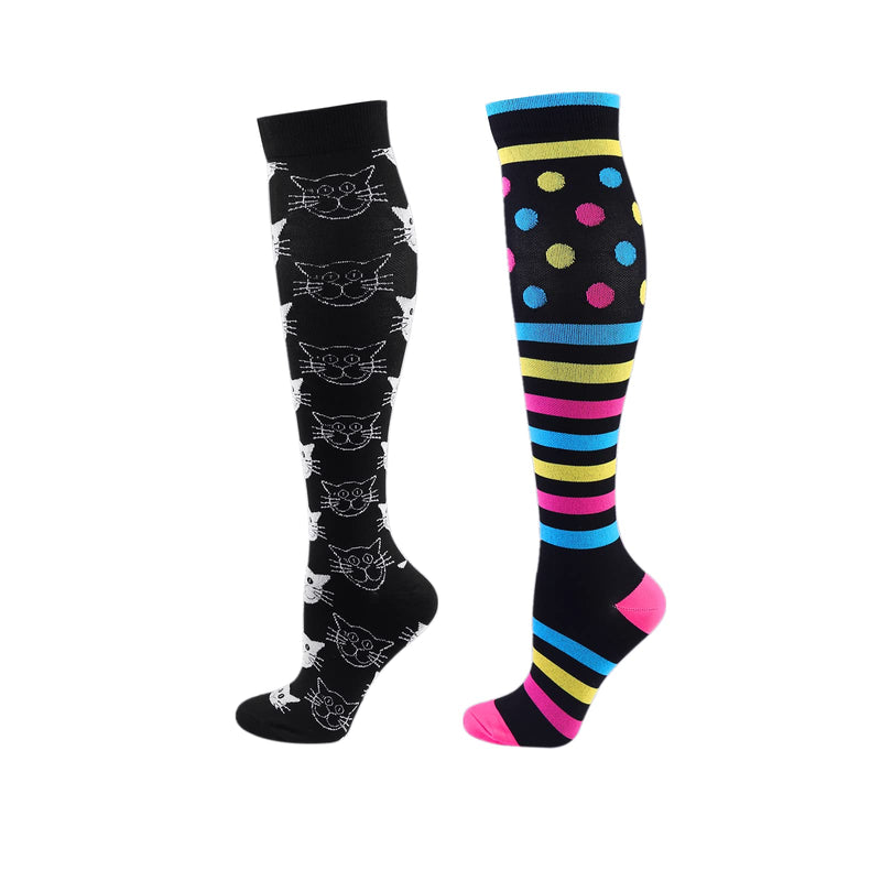 Cheeroyal 2-Pairs Compression Socks 20-30mmHg for Men Women Recovery Running Travel Nursing Health Sports S-M 23+41 - BeesActive Australia