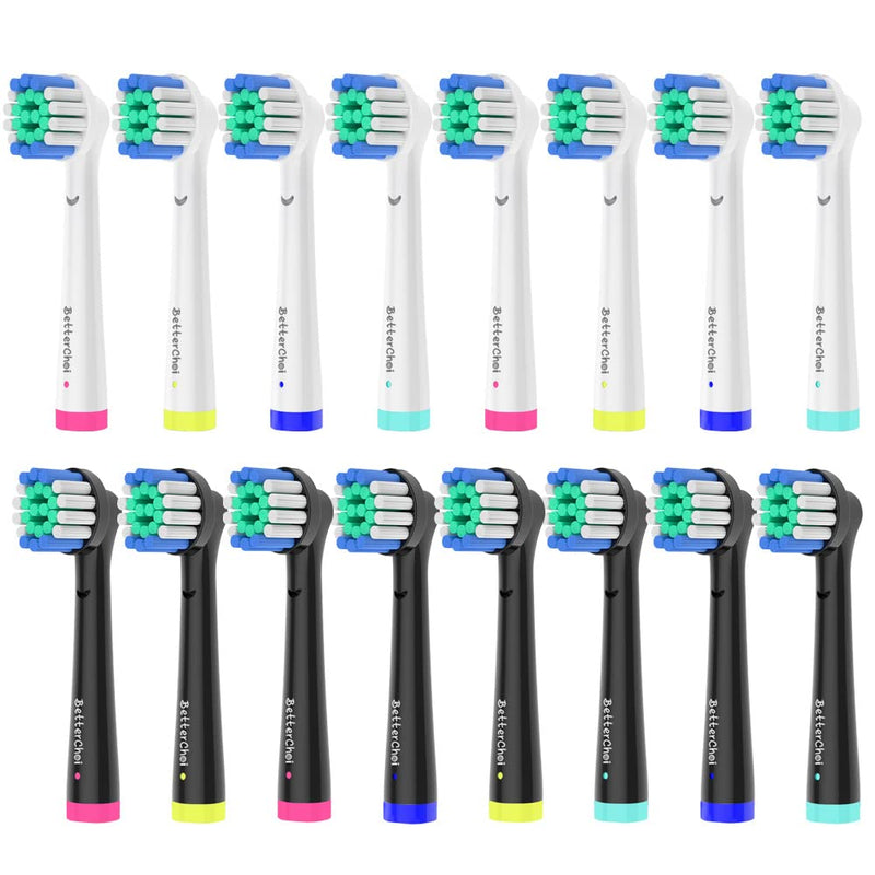 16pcs Precision Brush Heads Compatible with Oral b Electric Toothbrushes, 8er White and 8er Black, Deep and Precise Cleaning. - BeesActive Australia