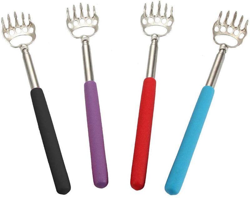 (4-Pack) elloLife Portable Extendable Telescopic Bear Claws Metal Back Scratchers/Hand Massager/Backslap with Rubber Handles 4 Colors - BeesActive Australia
