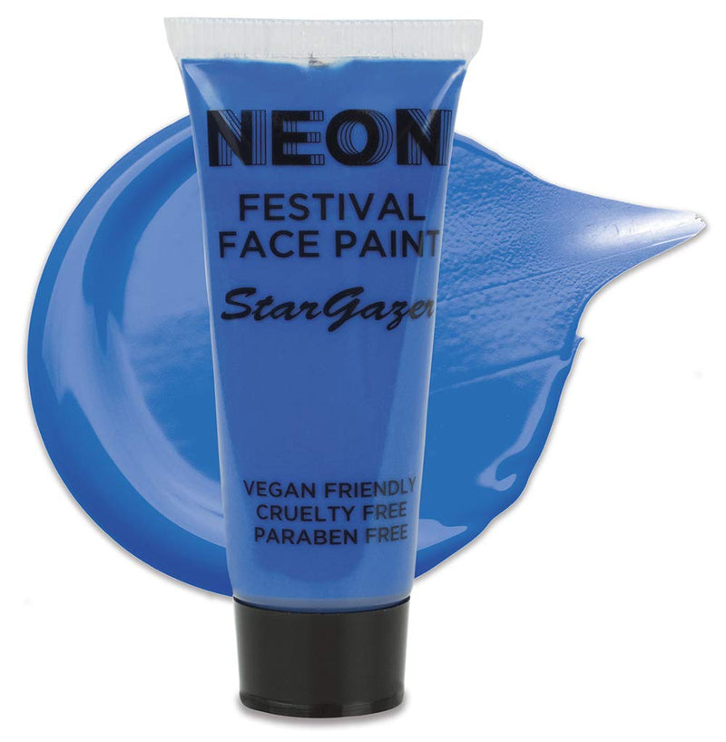 Stargazer Neon UV-Reactive Festival Face and Body Paint, Sweat Proof Vibrant Colour, Blue Neon Blue - BeesActive Australia