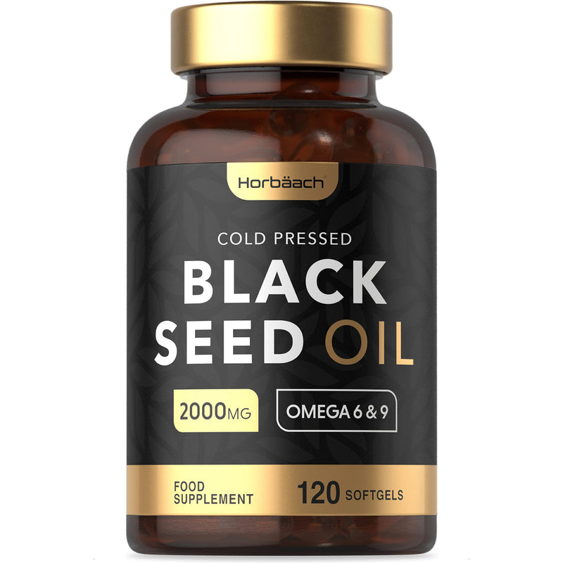 Black Seed Oil Capsules High Strength | 2000mg | Cold Pressed from Nigella Sativa - 120 Softgels | by Horbaach 120 Count (Pack of 1) - BeesActive Australia