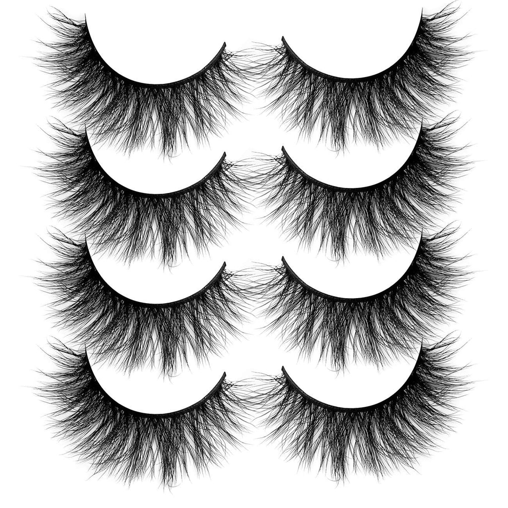 3D Faux Mink Eyelashes Pack, Fake Eyelash Fluffy Volume Natural Cross Lashes Soft Handmade Wispy Eye Makeup K - BeesActive Australia