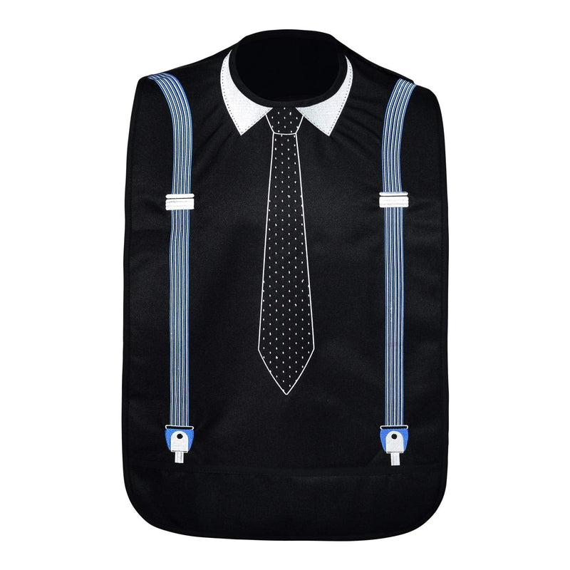 Modaliv Adult Bib for Men - Embroidered Waterproof Clothing Protector with Crumb Catcher - Reusable - Machine Washable (Tie and Suspenders) - BeesActive Australia