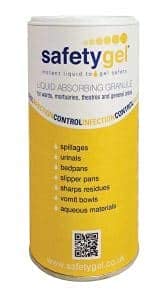 SafetyGel 360g Shaker Pot of SafetyGel Super Absorbent Granules - Ideal for absorbing large spills of aqueous materials, vomit, blood and mucus - BeesActive Australia