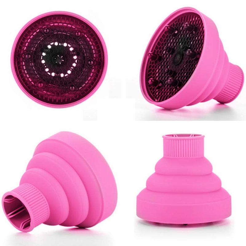 Hair Diffuser Hair Dryer Travel Collapsible Hair Dryer Portable Diffuser Curly Hair Airflow Attachment for Salon or Home Use (rose red) - BeesActive Australia