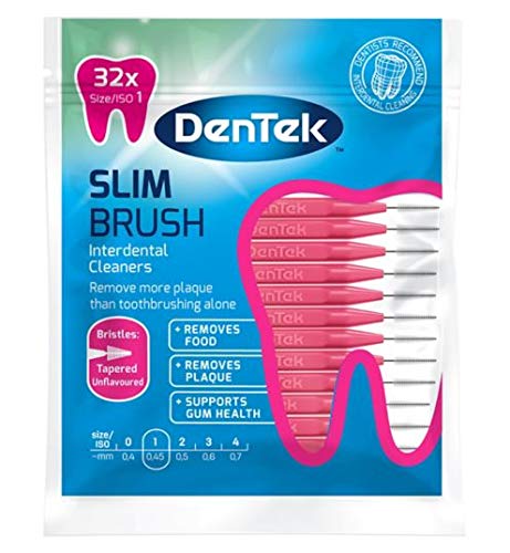 DenTek - Slim Brush Interdental Cleaners - Tapered Bristles - Unflavoured - 32 Per Pack - Iso 1 (0.45Mm) - BeesActive Australia