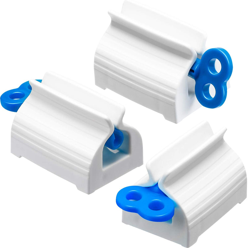 CHENGU 3 Pieces Rolling Tube Toothpaste Squeezer Toothpaste Seat Holder Stand Rotate Toothpaste Dispenser for Bathroom (Blue) Blue - BeesActive Australia