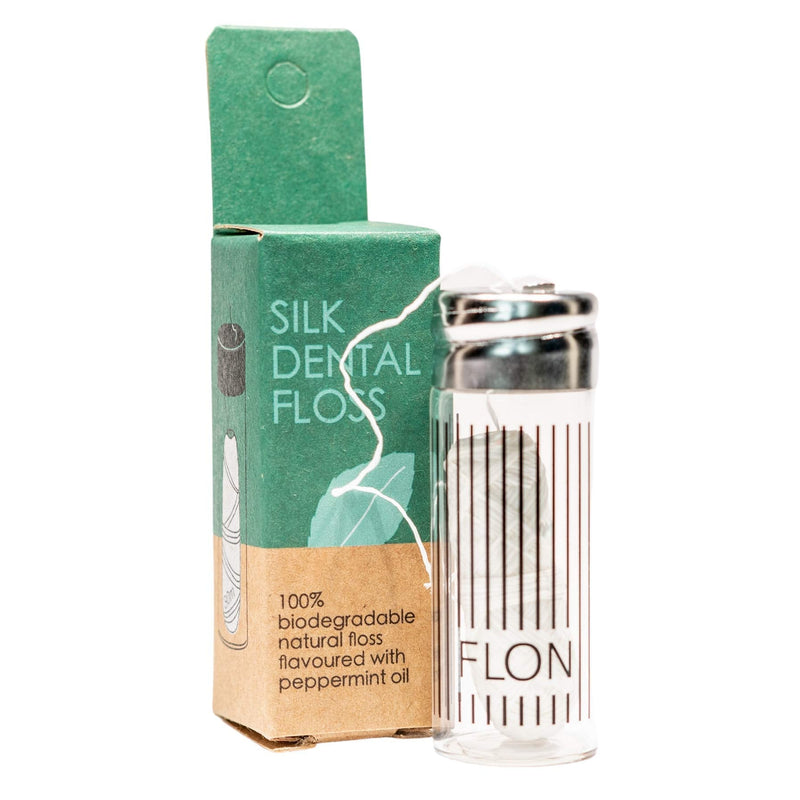 FLON Natural Silk Dental Floss, Peace Silk coated in Candelilla Wax, Mint Flavoured, Compostable & Eco friendly ~ 30 metres - BeesActive Australia