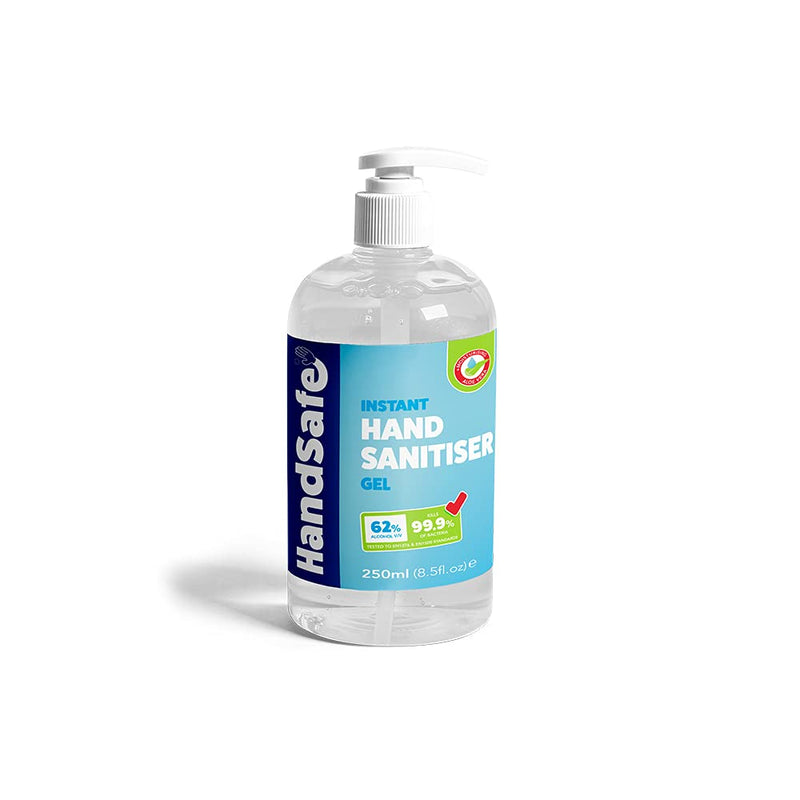 250ml Instant Hand Sanitiser Gel Pump Bottle from Handsafe, Kills 99.9%+ of Bacteria, Alcohol Based, Medical Grade 1 x 250ml Gel - BeesActive Australia