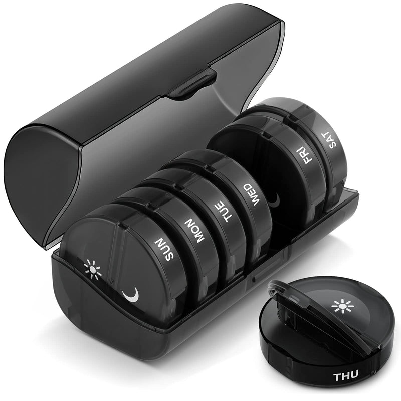 TookMag Pill Organizer 2 Times a Day, Weekly AM PM Pill Box, Large Capacity 7 Day Pill Cases for Pills/Vitamin/Fish Oil/Supplements (Black) Black - BeesActive Australia