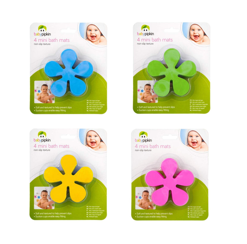 Non Slip Baby Bath Mats With Suction Pads Pack Of 16 Mini Child Safety Anti Slip Shower Mats Flower, Star, Foot, Star Fish (Flower) - BeesActive Australia