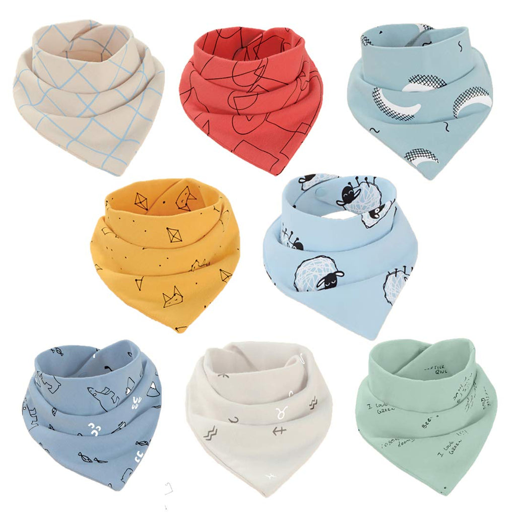 Baby Bandana Bibs Cotton Dribble Bibs Drool Bibs Soft and Absorbent Saliva Towel for Toddlers, 8-Pack Blue - BeesActive Australia