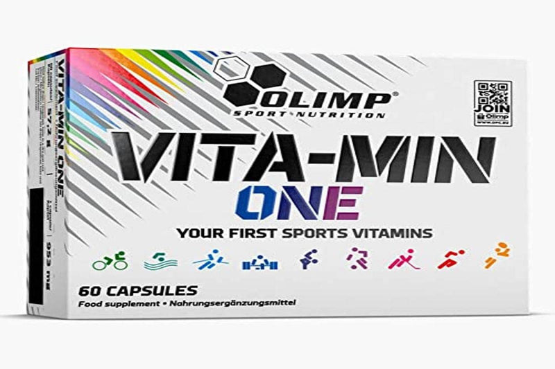 Olimp Vita-Min One Your First Sports Multi Vitamin and Mineral Complex Biotin Ginseng VIT C D B12 60 Capsules - BeesActive Australia