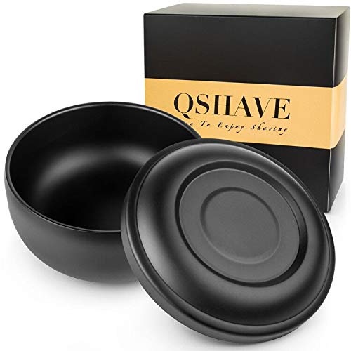 QSHAVE Stainless Steel Shaving Bowl with Lid 4 Inch Diameter Large Deep Size Matte Black Chrome Coating - BeesActive Australia
