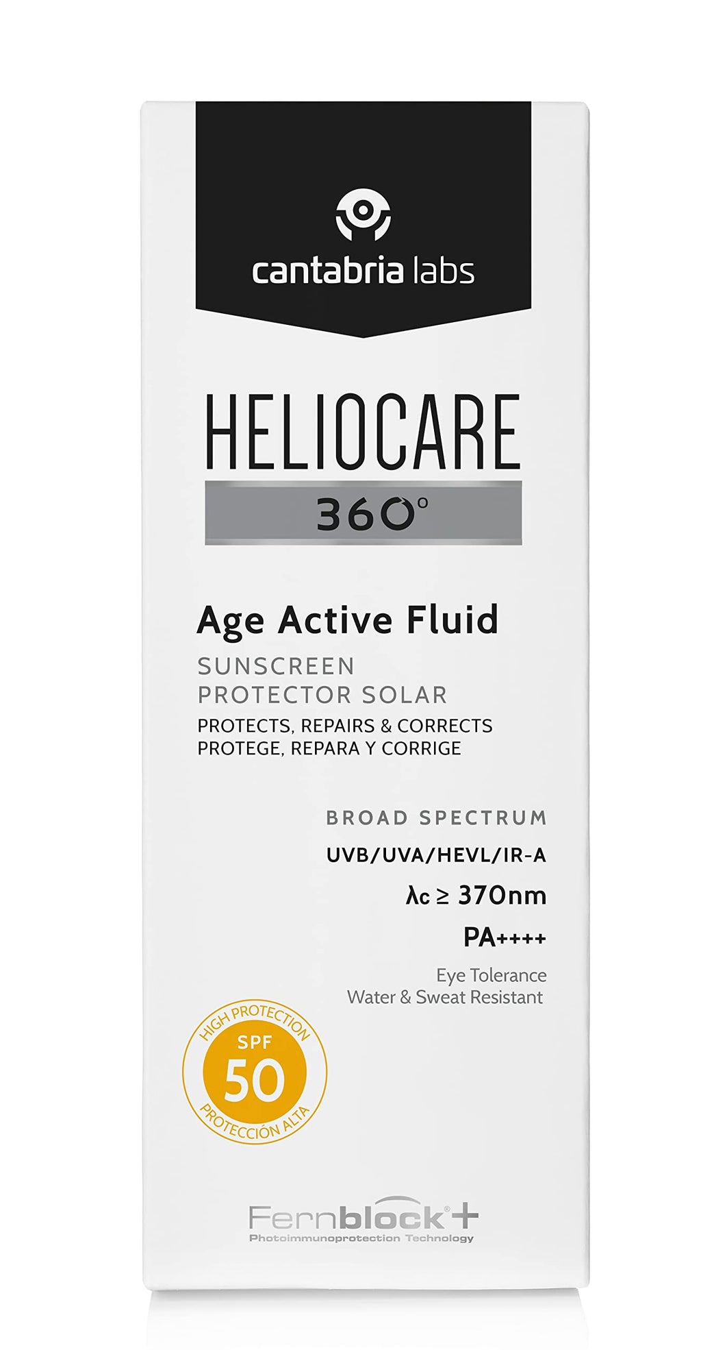 Heliocare 360° - Age Active Fluid, Sun Cream SPF50, Anti Ageing Protection, Water and Sweat Resistant, 50ml - BeesActive Australia