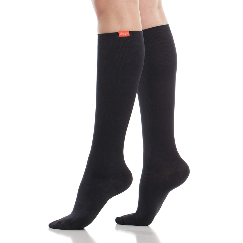 VIM & VIGR 20-30 mmHg Medical Grade Compression Socks for Women & Men Black Solid Small/Medium (1 Pair) - BeesActive Australia
