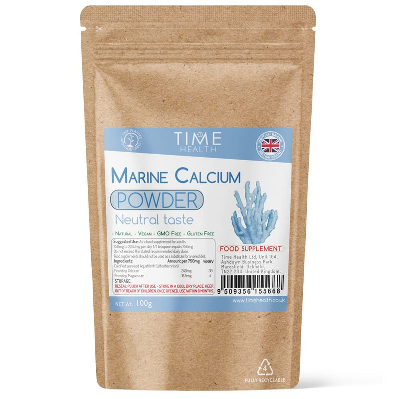 Marine Calcium Powder from Lithothamnium Calcareum - Neutral Taste (100g Pouch) 100 g (Pack of 1) - BeesActive Australia