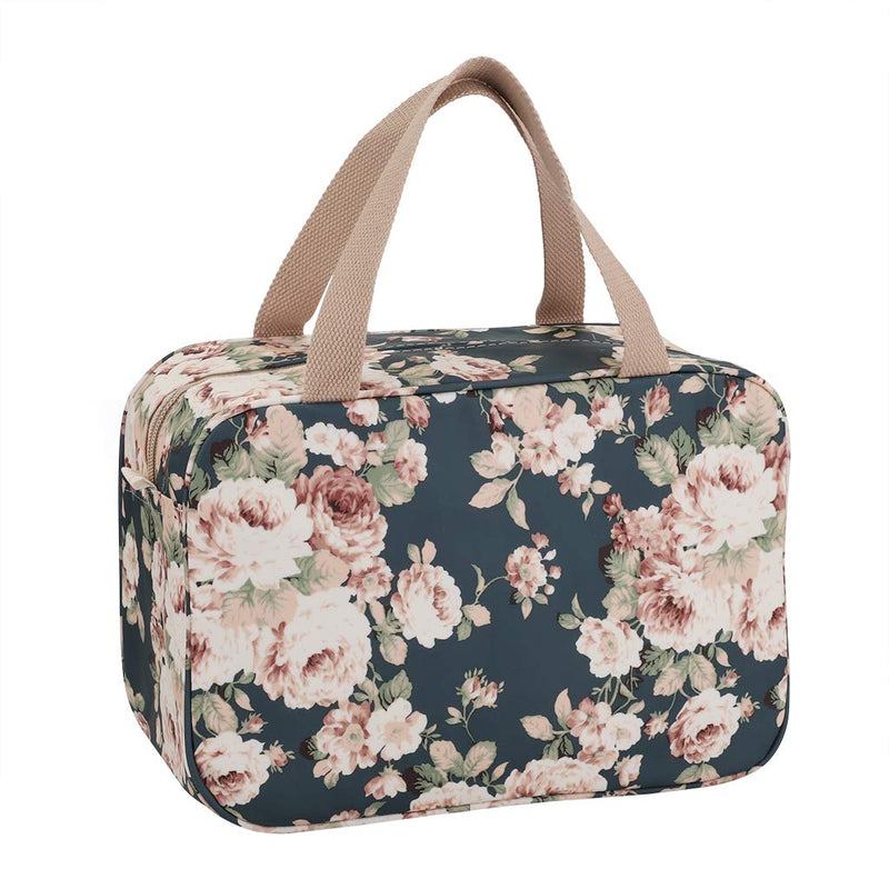 IGNPION Woman Large Travel Toiletry Bag Waterproof Wash Bag Make up Organizer Bag Cosmetic Bag Swimming Gym Bag(Dark Blue Flower) Dark Blue Flower - BeesActive Australia