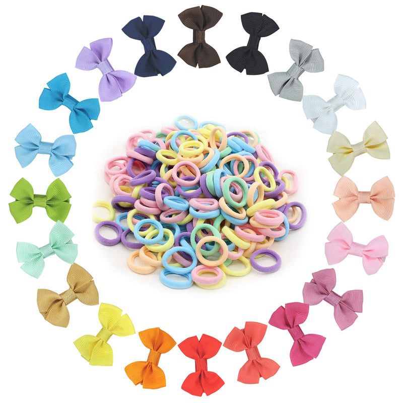 70Pcs Baby Girls Hair Bows Clips Hair Bobbies Set-20 Pcs Bow Hair Pins and 50 Pcs hair bands Hair Accessories for Baby Little Girls Kids Toddlers - BeesActive Australia