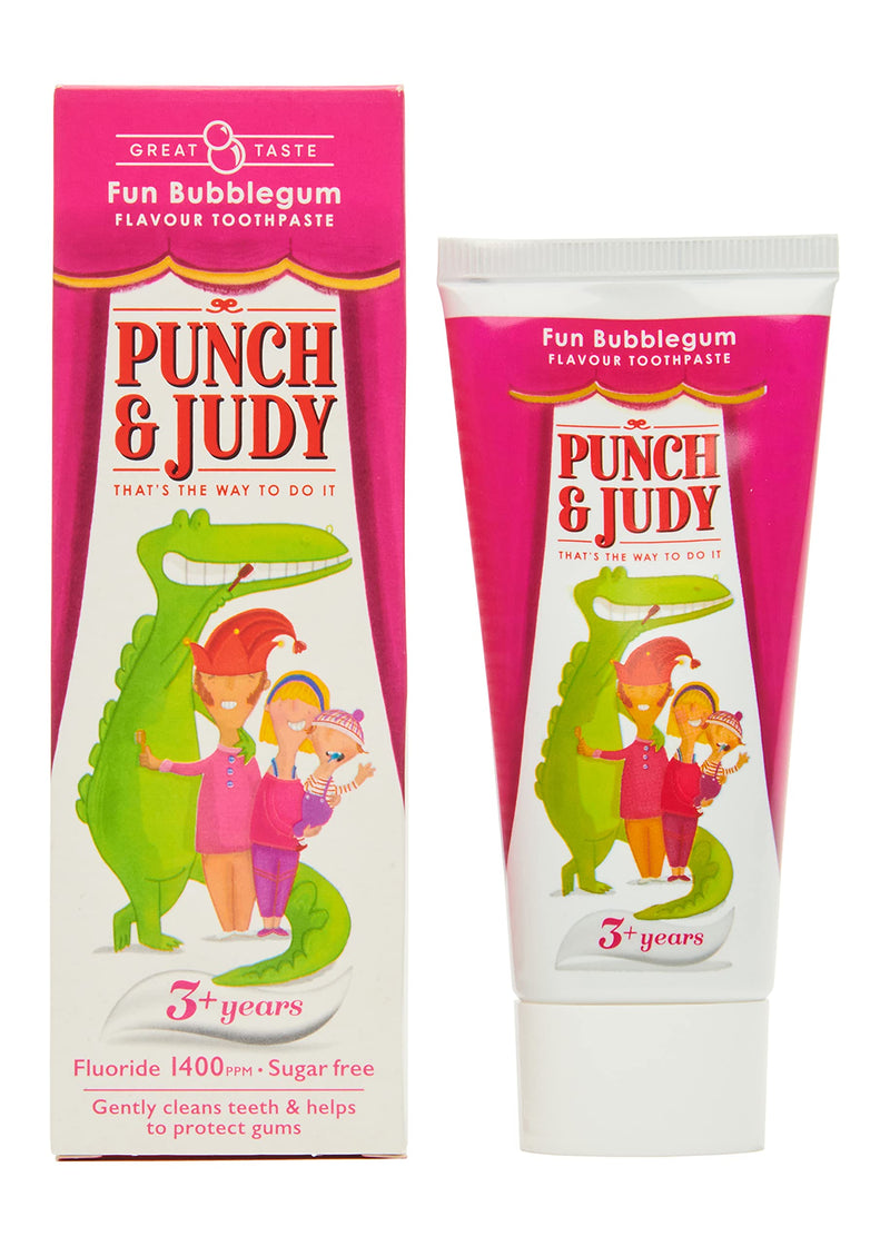 Punch & Judy - Fun Bubblegum Flavour Toothpaste, Fluoride 1,400 ppm, 3+ Years, Sugar Free, 50ml 79 g (Pack of 1) - BeesActive Australia