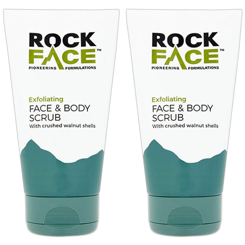 2x Rockface Men's Vegan Exfoliating Face & Body Scrubs with Walnut Shell & Ground Rice (No Micro Beads) - BeesActive Australia