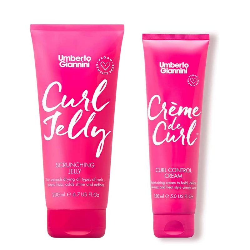 Umberto Giannini Curl Jelly Scrunching Jelly & Creme De Curl Control Cream Duo for Curly or Wavy Hair, Vegan & Cruelty Free, 2 Pack - BeesActive Australia