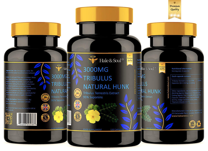 Hale & Soul Tribulus Terrestris, 1500mg Capsules, 120 Easy Swallow Capsules, Made in UK, GMP Standards - BeesActive Australia