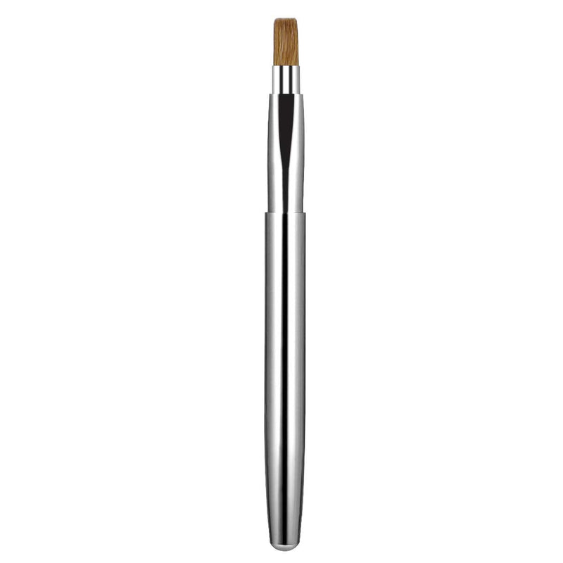 Lurrose Lip Brush Retractable Lipstick Applicators Professional Makeup Brush with Cap for Travel (Silver) - BeesActive Australia