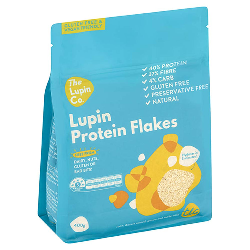 TLC Lupin Protein Flakes - 400g pack. Vegan, Gluten-Free, Low-carb, Keto. 40% Protein, Complete Protein Source. 100% Natural Product. - BeesActive Australia