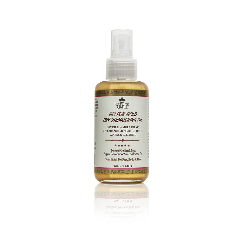 Nature Spell Golden Dry Shimmering Oil For Face, Body & Hair 100 ml – Natural Body Shimmer – 100% Vegan, Made In The UK, N848 - BeesActive Australia
