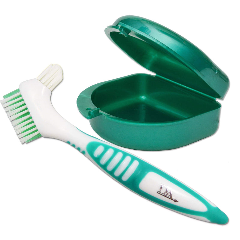 Retainer Case & Denture Brush ~ Storage Container & Brush for Cleaning Ortho Retainers (Green) Green - BeesActive Australia