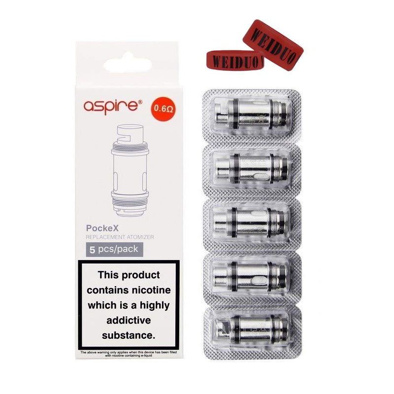 Aspire PockeX Coils 0.6 ohm Replacement Atomizer for Aspire Pocke X Tank PockeX AIO Kit Pack of 5 - BeesActive Australia