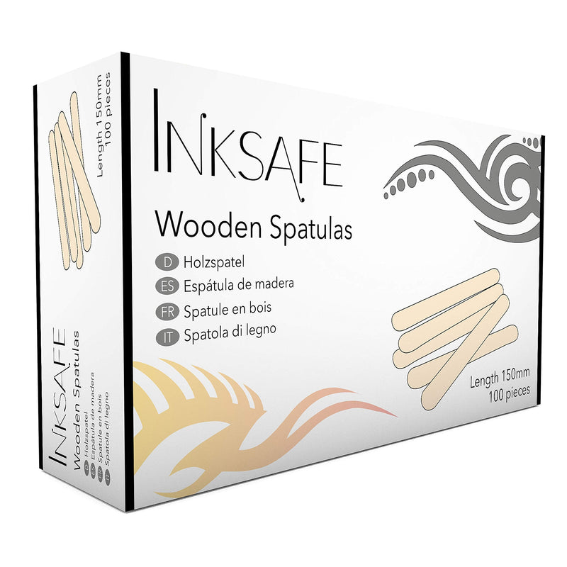 Pack of 100 Inksafe Wooden Waxing Spatulas Wax Applicator Sticks/Tongue Depressors for Hair Removal, Tattoo - BeesActive Australia